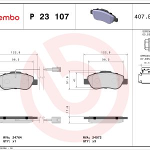 Placute frana FIAT 500 C (312_) 1.2 (312CXA1A, 312AXA1A) benzina 69 cai BREMBO P 23 107