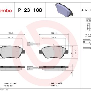Placute frana FIAT 500 (312_) 1.3 D Multijet (312AXE1A) diesel 95 cai BREMBO P 23 108