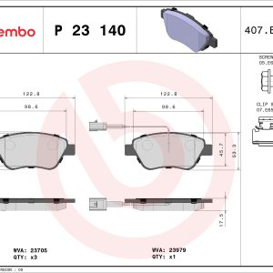 Placute frana FIAT 500 (312_) 1.4 (312AXC1B, 312CXC1B) benzina 100 cai BREMBO P 23 140