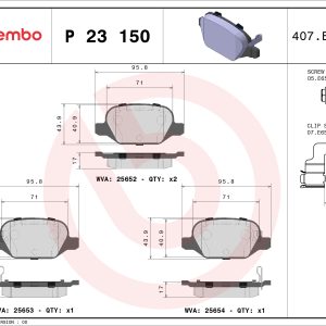 Placute frana FIAT 500L (351_, 352_) 0.9 (199LYC1B) benzina 105 cai BREMBO P 23 150
