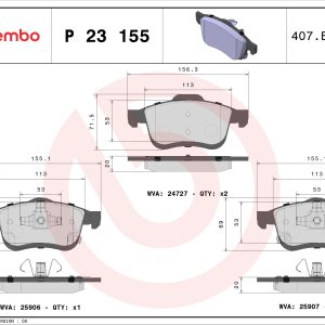 Placute frana FIAT 500L (351_, 352_) 1.4 (199LYB1B) benzina 95 cai BREMBO P 23 155