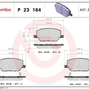 Placute frana FIAT 500X (334_) 1.0 (334.AXN1B) benzina 114 cai BREMBO P 23 164