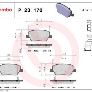 Placute frana FIAT TIPO limuzina (356_, 357_) 1.3 D (356SXB1A, 356SXH1A, 356SXD1A) diesel 95 cai BREMBO P 23 170