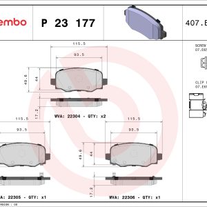Placute frana FIAT 500X (334_) 1.0 (334.AXN1B) benzina 114 cai BREMBO P 23 177