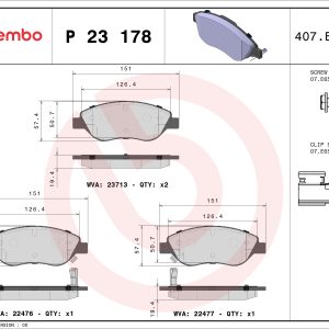 Placute frana FIAT TIPO hatchback (356_, 357_) 1.0 (357HXN1A) benzina 101 cai BREMBO P 23 178