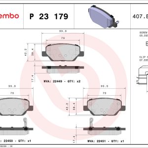 Placute frana FIAT TIPO limuzina (356_, 357_) 1.3 D (356SXB1A, 356SXH1A, 356SXD1A) diesel 95 cai BREMBO P 23 179