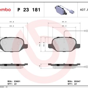 Placute frana FIAT 500 (312_) 0.9 (312AXM1B) benzina 105 cai BREMBO P 23 181