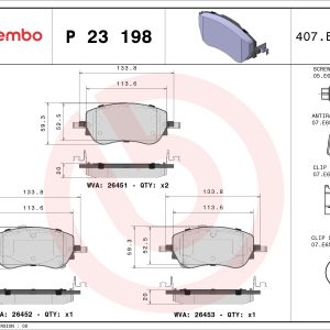 Placute frana FIAT TIPO limuzina (356_, 357_) 1.3 D (356SXB1A, 356SXH1A, 356SXD1A) diesel 95 cai BREMBO P 23 198