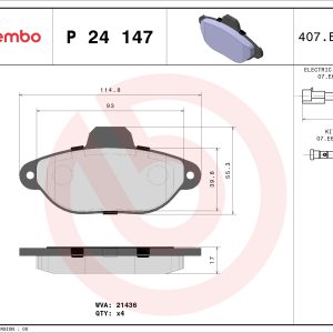 Placute frana FIAT 500 (312_) 1.2 (312AXA1A) benzina 69 cai BREMBO P 24 147