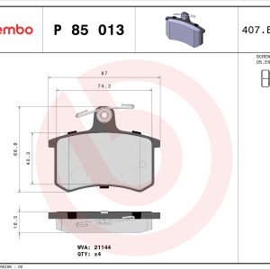 Placute frana FIAT CROMA (154_) 2500 D diesel 75 cai BREMBO P 85 013