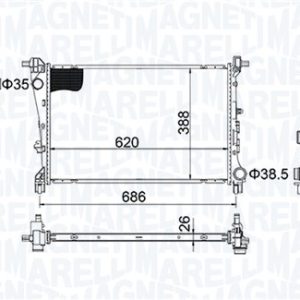 Radiator racire motor FIAT TIPO combi (356_, 357_) 1.3 D (356WXH1A) diesel 95 cai MAGNETI MARELLI 350213203800