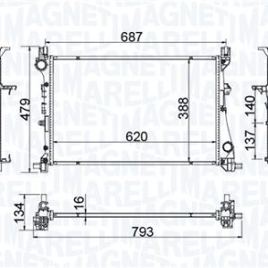 Radiator racire motor FIAT TIPO hatchback (356_, 357_) 1.3 D (356HXH1A) diesel 95 cai MAGNETI MARELLI 350213203900