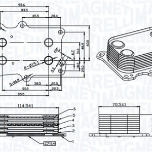 Radiator ulei motor FIAT 500X (334_) 1.4 4x4 (334AXF22) benzina 163 cai MAGNETI MARELLI 350300004300