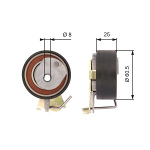 Rola intinzator curea distributie FIAT QUBO (225_) 1.4 (225AXA1A) benzina 73 cai GATES T43023