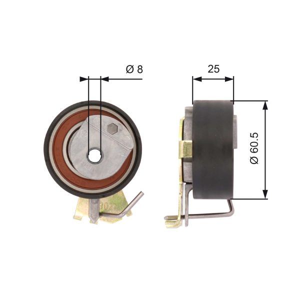 Rola intinzator curea distributie FIAT FIORINO Autoutilitara/limuzina spatioasa (225_) 1.4 (225BXA1A, 225BXF1A) benzina 73 cai GATES T43023