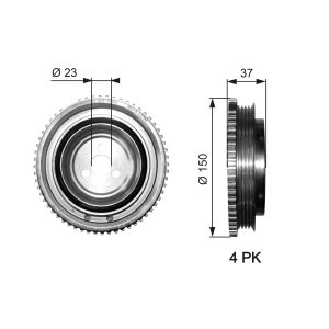 Fulie curea arbore cotit FIAT PANDA (169_) 1.1 (169.AXA1A) benzina 54 cai GATES TVD1053