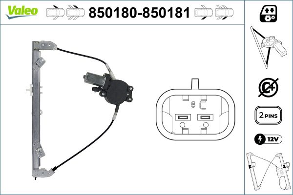 Mecanism actionare geam FIAT PANDA (169_) 1.1 (169.AXA1A) benzina 54 cai VALEO 850180