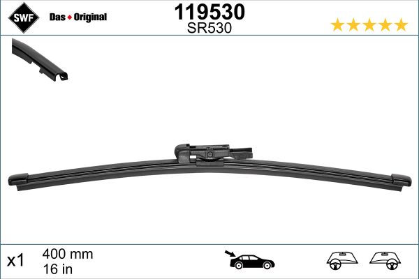 Lamela stergator FIAT DOBLO Cargo (263_) 1.3 D Multijet (263WXU1A, 263ZXU1A, 263WYB1A, 263ZYB1A) diesel 95 cai SWF 119530