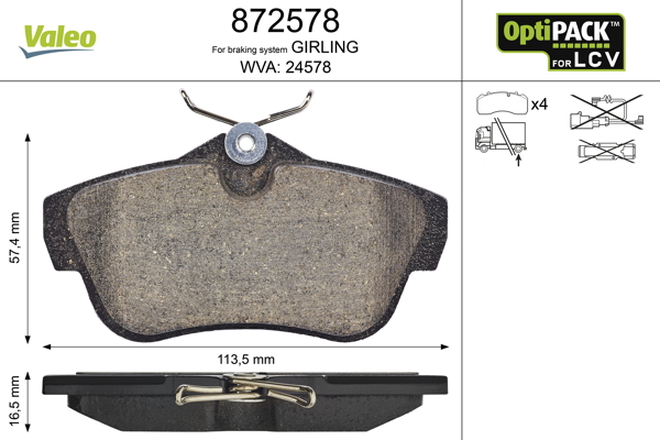 Set placute frana VALEO 872578 – FIAT | AutoRival