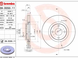 Disc frana FORD ECOSPORT 1.0 EcoBoost benzina 95 cai BREMBO 09.D050.11