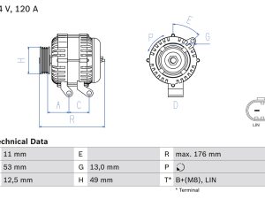 Alternator FORD ECOSPORT 1.5 Ti benzina 112 cai BOSCH 0 986 082 220