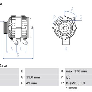 Alternator FORD ECOSPORT 1.5 Ti benzina 112 cai BOSCH 0 986 082 220
