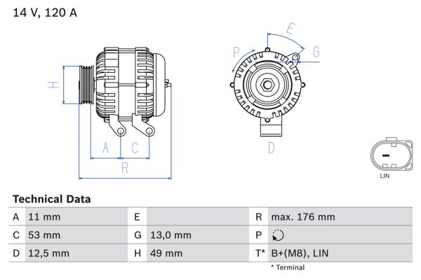 Alternator FORD ECOSPORT 1.5 Ti benzina 112 cai BOSCH 0 986 082 220