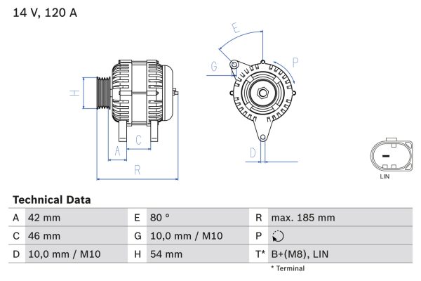 Alternator FORD ECOSPORT 1.5 EcoBlue TDCi diesel 95 cai BOSCH 0 986 083 260