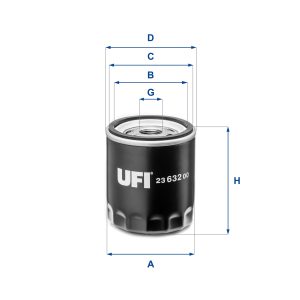 Filtru ulei FORD ECOSPORT 1.0 EcoBoost benzina 140 cai UFI 23.632.00