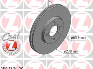 Disc frana FORD ECOSPORT 1.5 EcoBlue TDCi diesel 95 cai ZIMMERMANN 250.1374.20