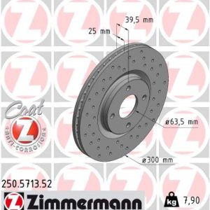 Disc frana FORD ECOSPORT 1.5 EcoBlue TDCi diesel 100 cai ZIMMERMANN 250.5713.52