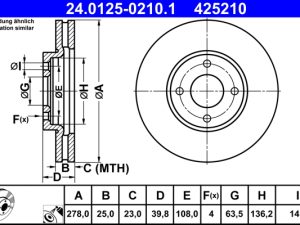 Disc frana FORD ECOSPORT 1.5 EcoBlue TDCi diesel 95 cai ATE 24.0125-0210.1