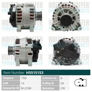 Alternator FORD ECOSPORT 1.5 TDCi diesel 90 cai HOFFER H5515153