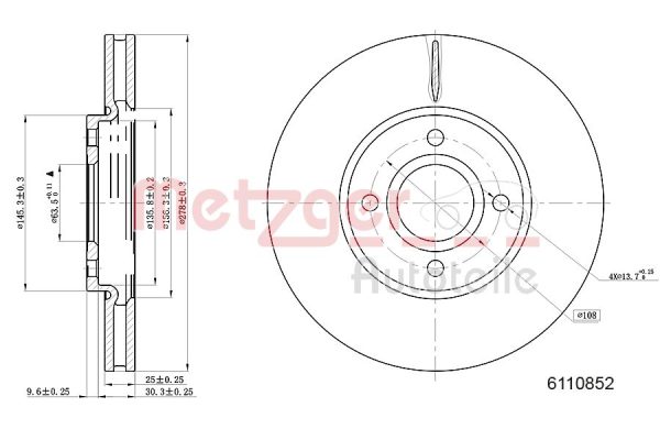 Disc frana FORD ECOSPORT 1.5 EcoBlue TDCi diesel 95 cai METZGER 6110852