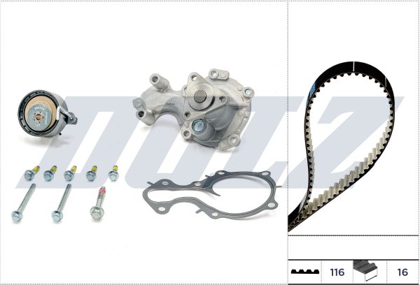 Set pompa apa + curea dintata FORD ECOSPORT 1.0 EcoBoost benzina 125 cai DOLZ KD177IO