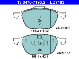 Placute frana FORD ECOSPORT 1.0 EcoBoost benzina 100 cai ATE 13.0470-7193.2