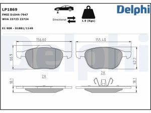 Placute frana FORD ECOSPORT 1.0 EcoBoost benzina 100 cai DELPHI LP1869