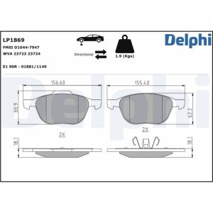Placute frana FORD ECOSPORT 1.5 TDCi diesel 90 cai DELPHI LP1869
