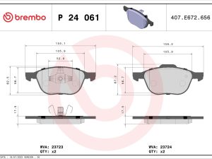Placute frana FORD ECOSPORT 1.0 EcoBoost benzina 125 cai BREMBO P 24 061