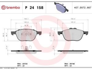 Placute frana FORD ECOSPORT 1.0 EcoBoost benzina 100 cai BREMBO P 24 158