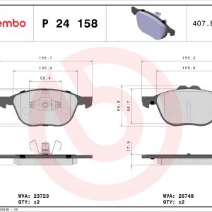 Placute frana FORD ECOSPORT 1.5 TDCi EcoBlue 4x4 diesel 125 cai BREMBO P 24 158