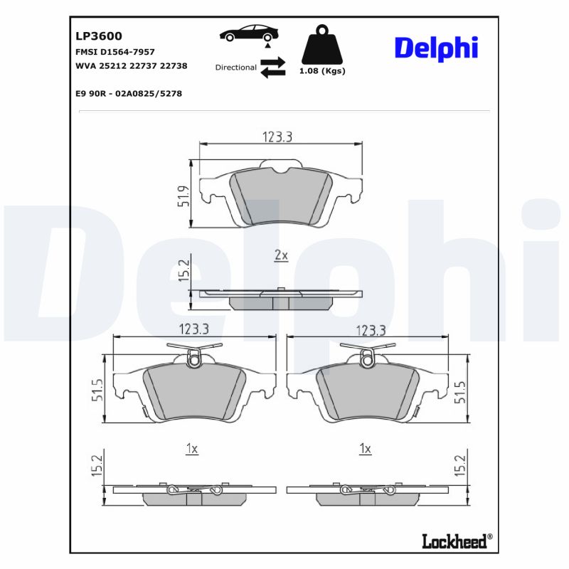 Set placute frana DELPHI LP3600