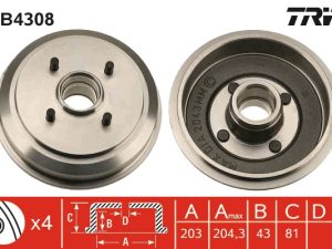 Tambur frana TRW DB4308 – FORD | AutoRival