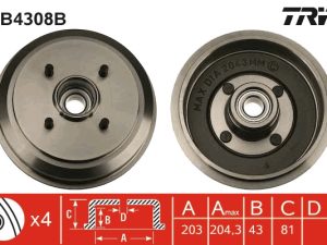 Tambur frana TRW DB4308B – FORD | AutoRival