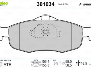 Set placute frana VALEO 301034