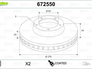 Disc frana VALEO 672550