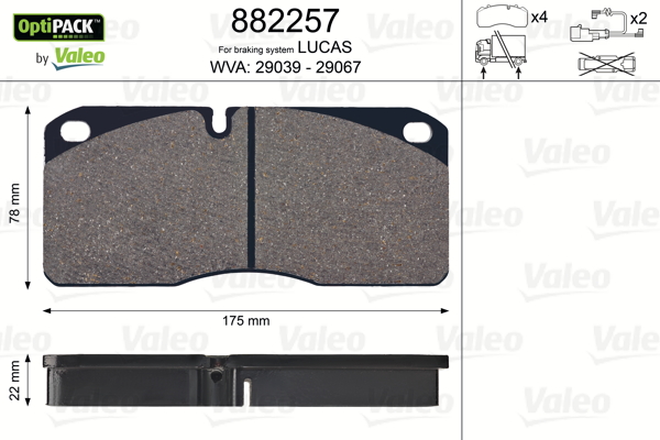 Set placute frana VALEO 882257