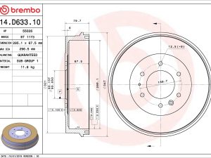 Tambur frana BREMBO 14.D633.10 – FORD | AutoRival