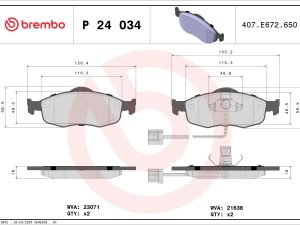 Set placute frana BREMBO P 24 034 – FORD | AutoRival