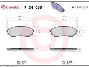 Set placute frana BREMBO P 24 086 – FORD | AutoRival
